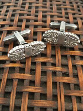Vintage Sterling Silver Front Cufflinks for Men
